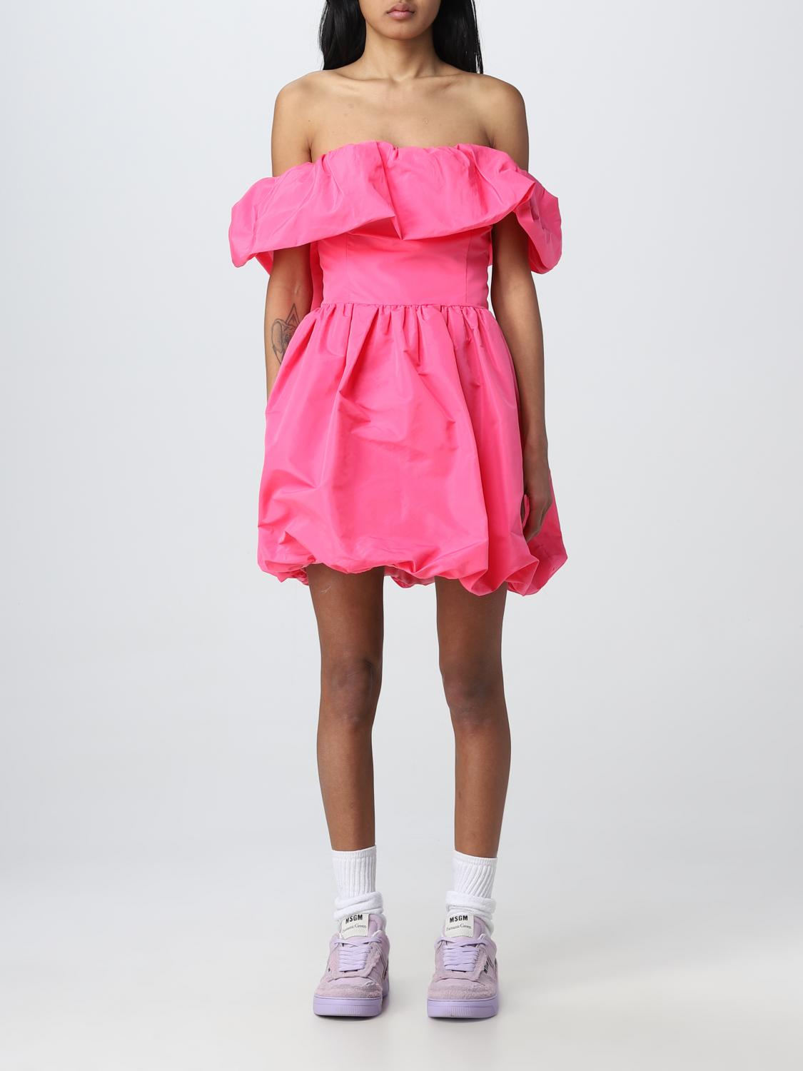 Msgm Fuchsia Taffeta Dress In Pink