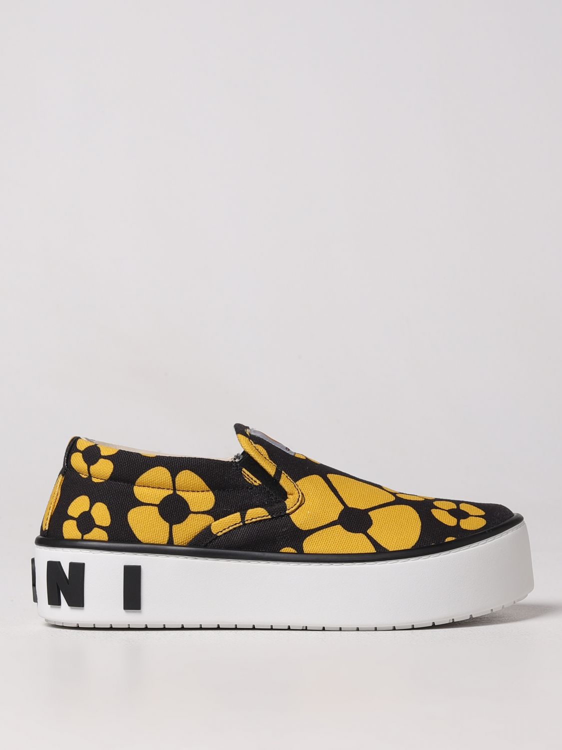 Shop Marni Carhartt Wip X  Sneakers In Organic Cotton With Floral Print In Yellow