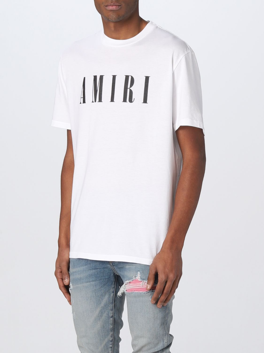 T-shirt Amiri: T-shirt di cotone Amiri con logo bianco 4
