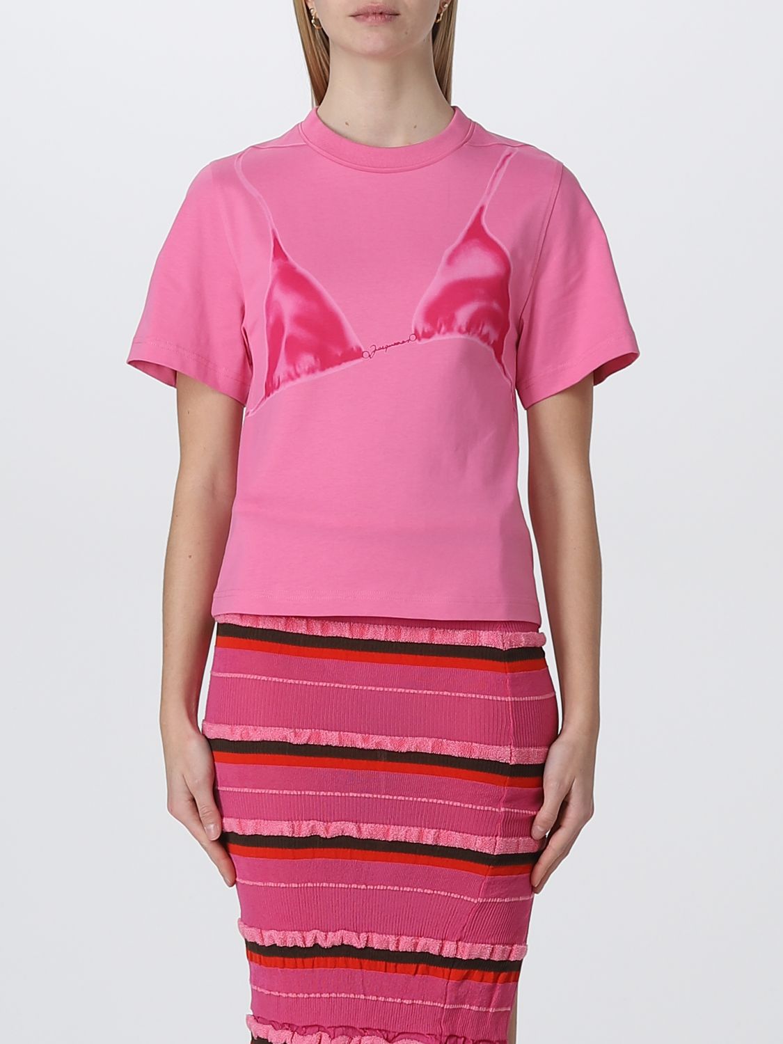 Jacquemus Printed Cotton T-shirt In Pink
