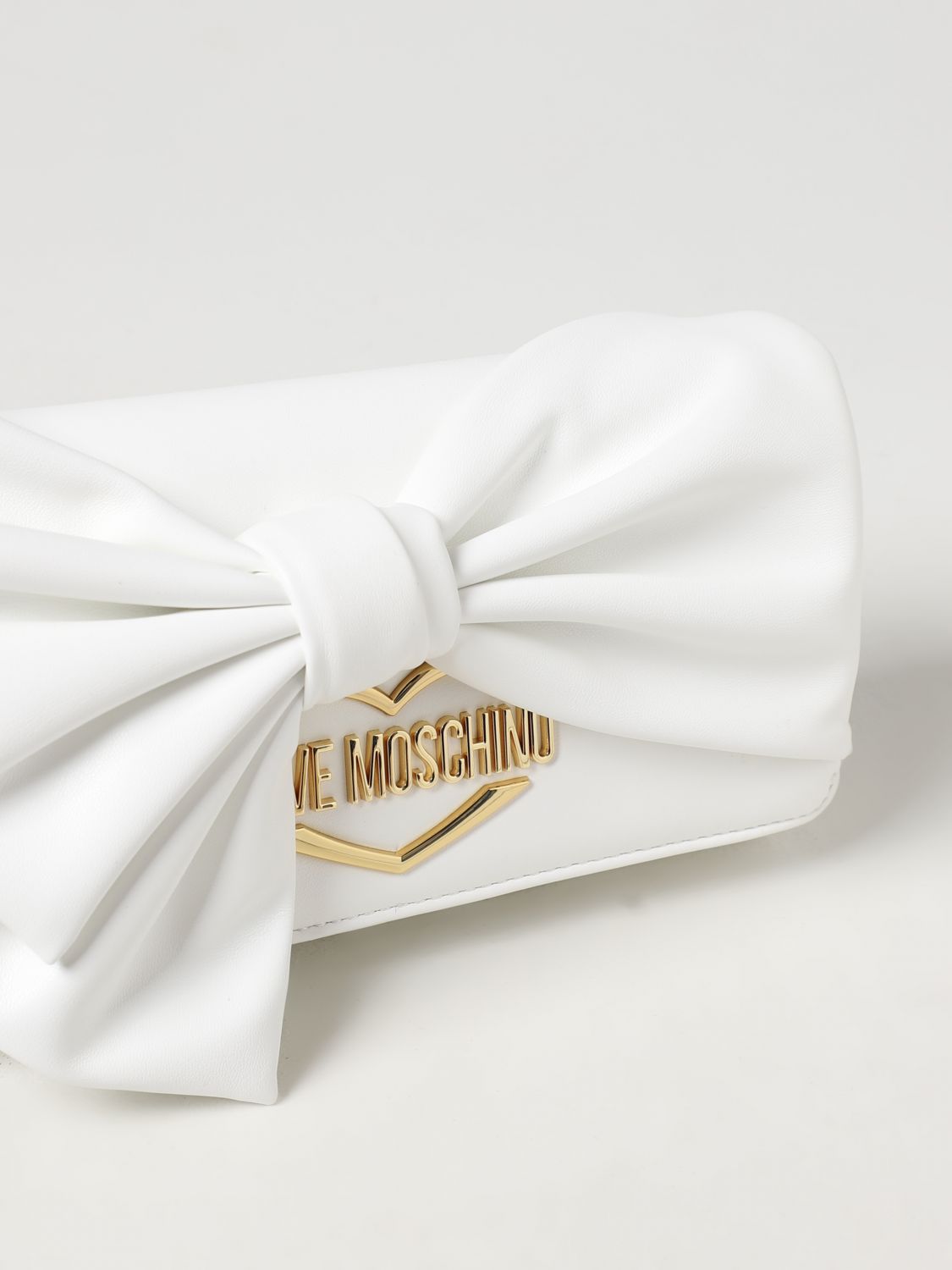 Borsa a mano Love Moschino: Clutch Love Moschino in pelle sintetica con logo metallico bianco 3