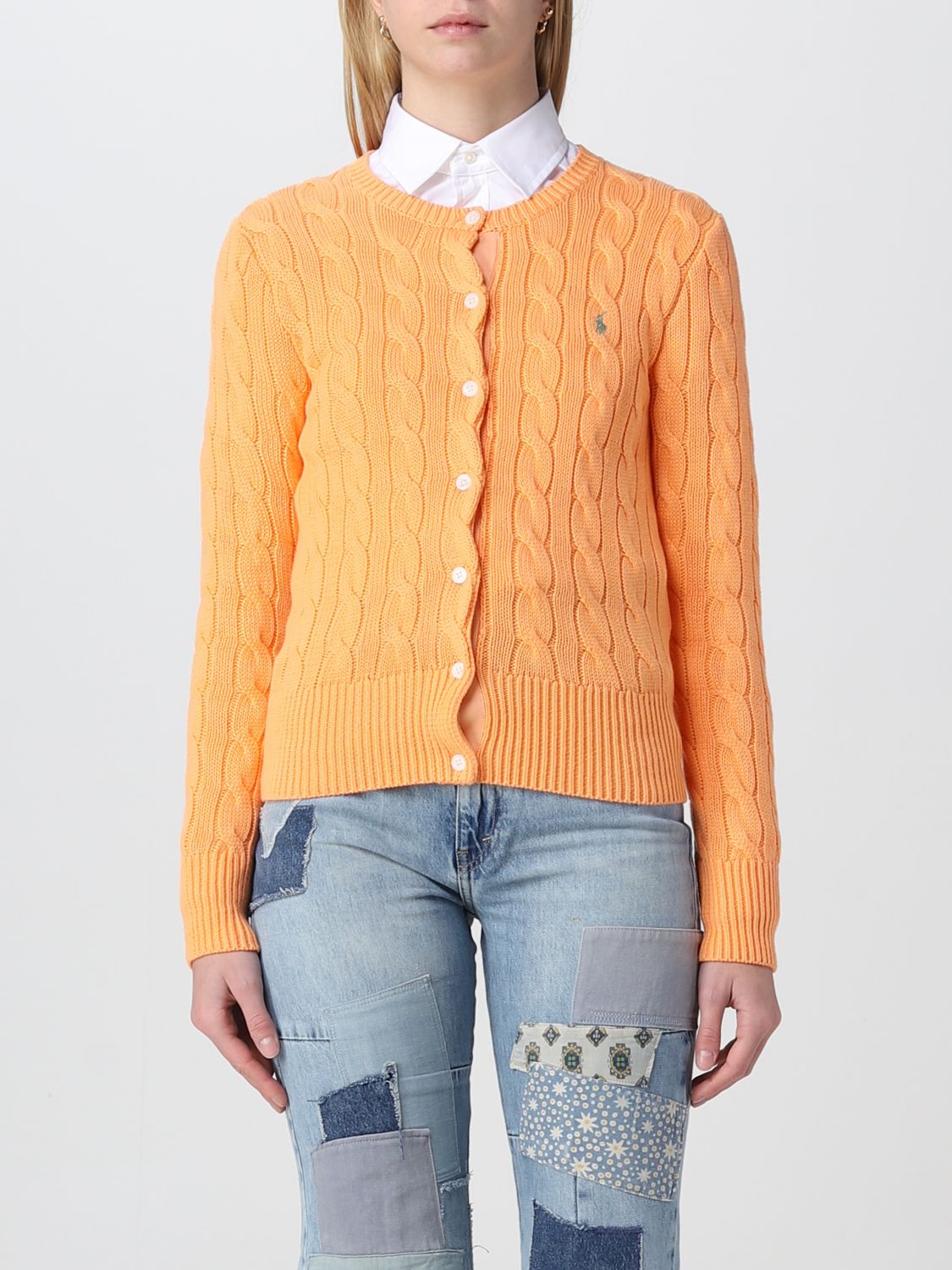 POLO RALPH LAUREN: cardigan for women - Orange | Polo Ralph Lauren cardigan  211891643 online on 