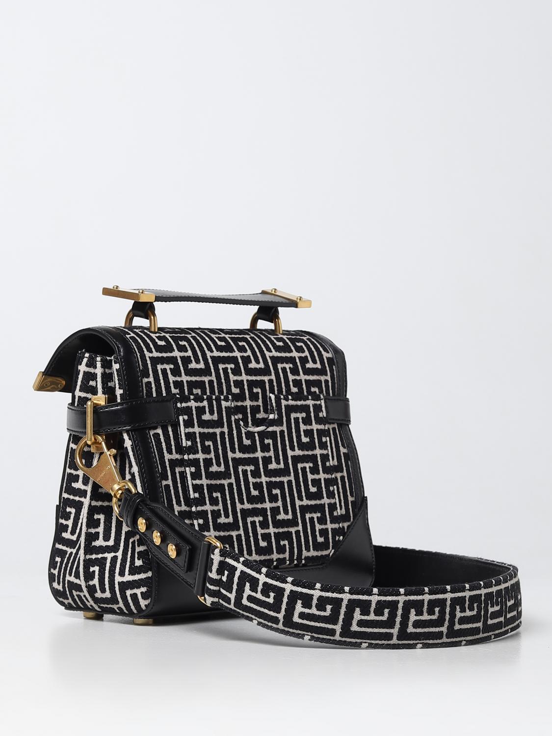 BALMAIN: Borsa B-Buzz In Canvas E Pelle - Avorio | Borsa A Mano Balmain ...