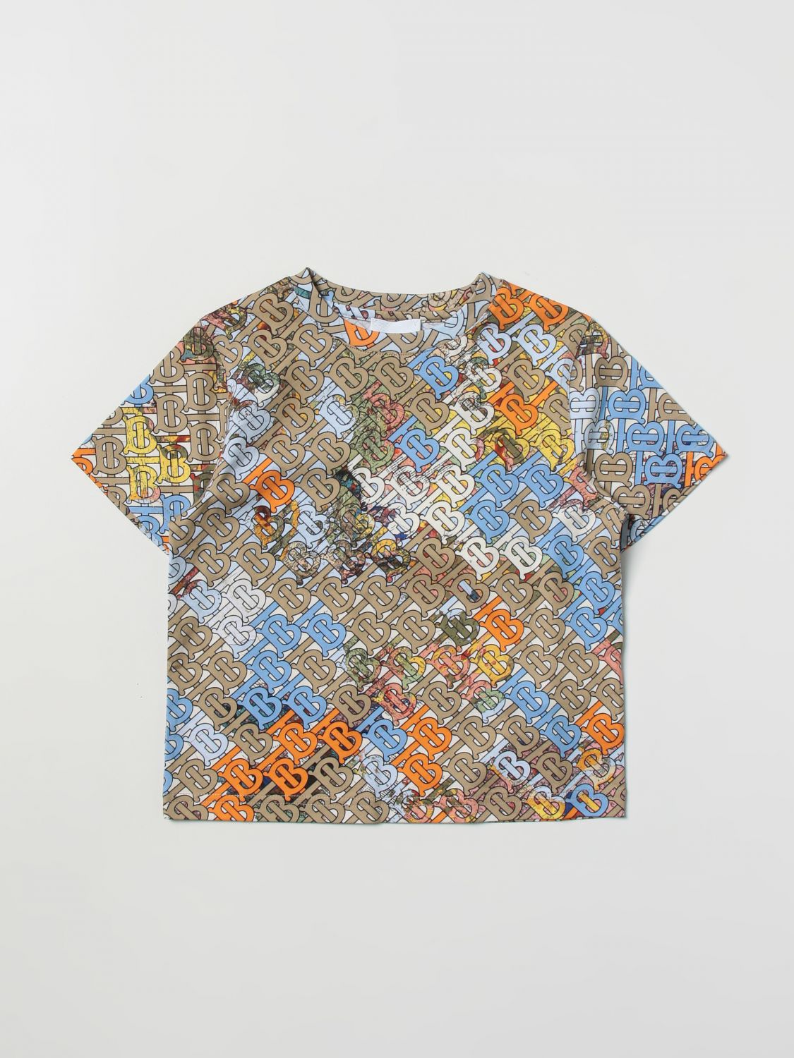 BURBERRY: t-shirt with monogram and map print - Multicolor | Burberry t ...