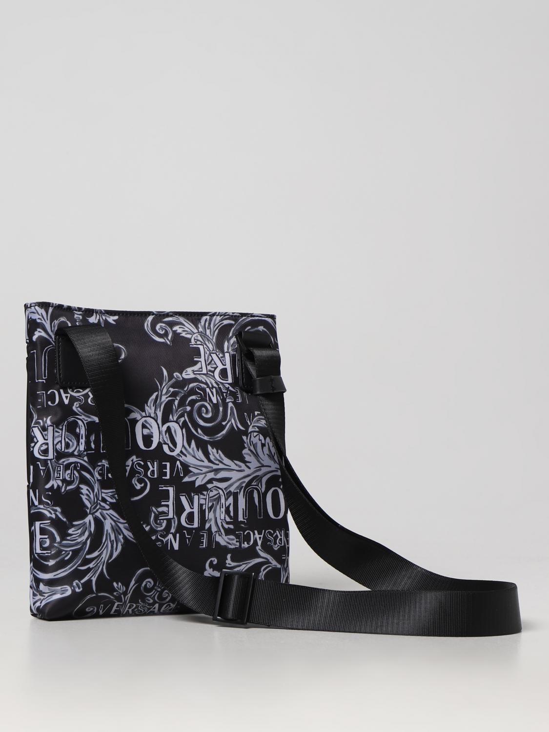 Borsa a tracolla Versace Jeans Couture: Borsa Versace Jeans Couture in nylon con stampa Baroque nero 1 2