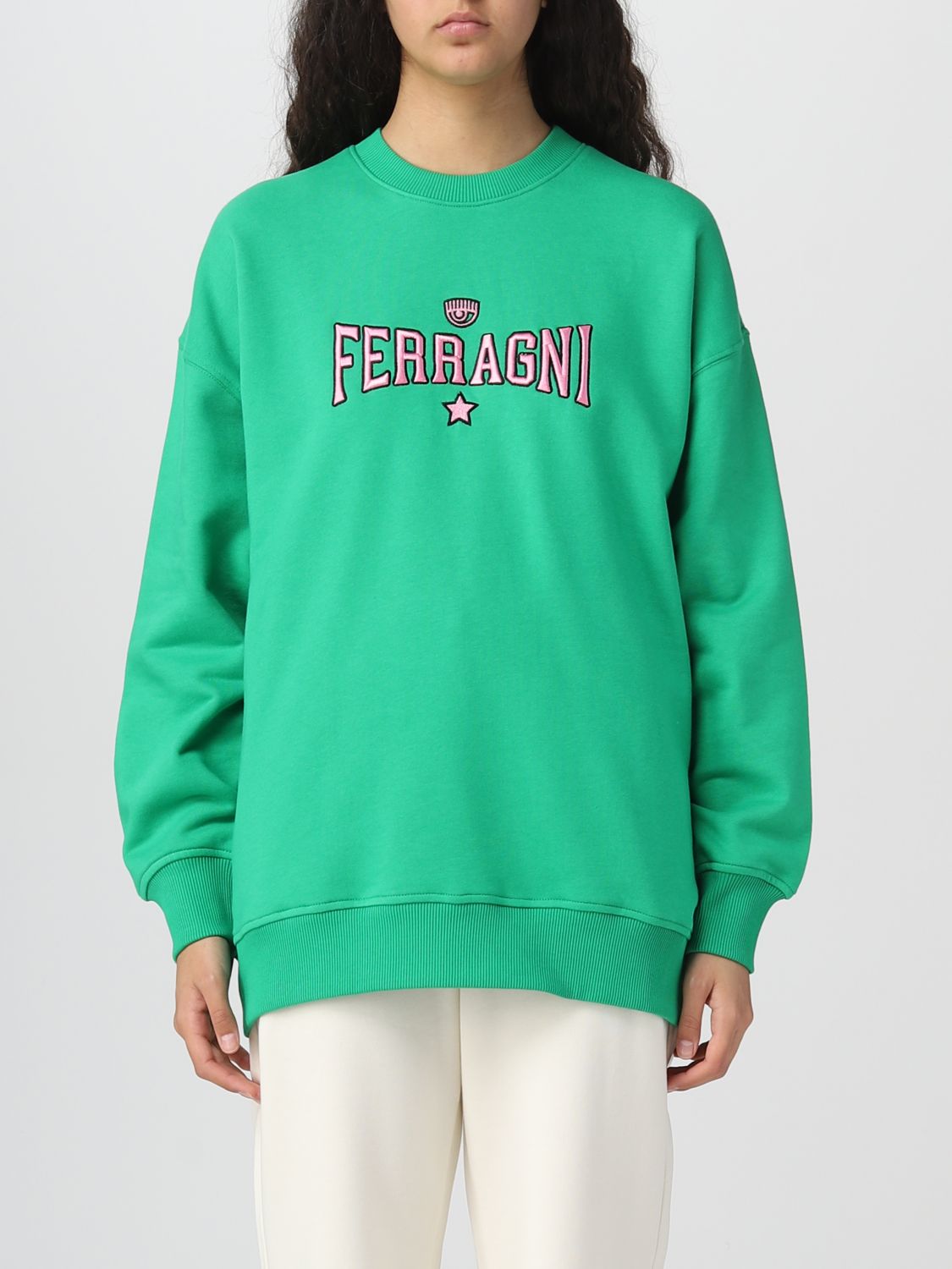 Shop Chiara Ferragni Sweatshirt  Woman Color Green