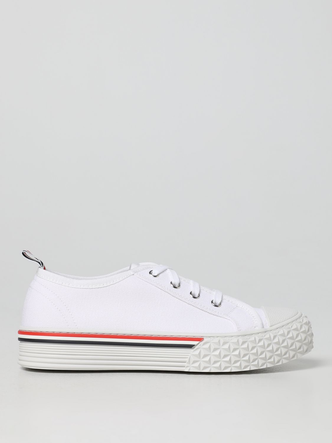 Shop Thom Browne Collegiate  Sneakers In Canvas In White
