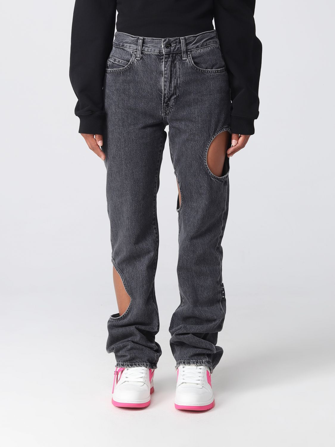 OFF-WHITE: jeans for woman - Grey | Off-White jeans OWYA018C99DEN001 ...