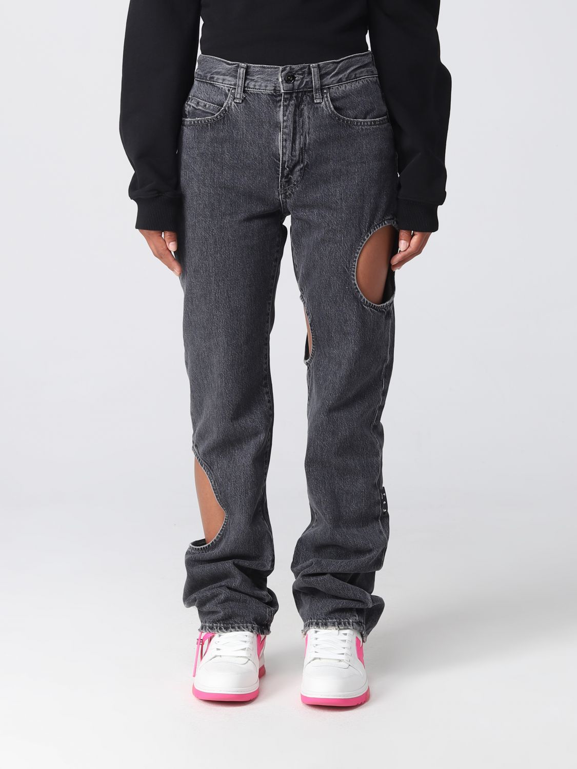 Off-white Jeans Woman In Grey | ModeSens