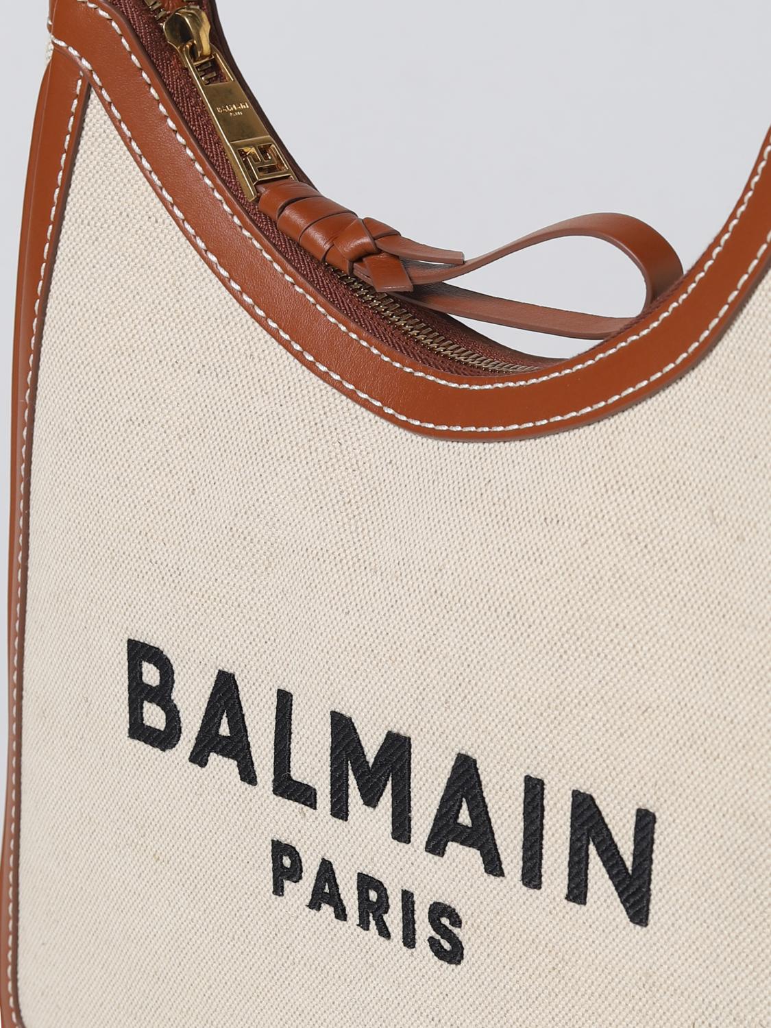 BALMAIN: Borsa B-Army In Canvas E Pelle - Marrone | Borsa A Spalla ...