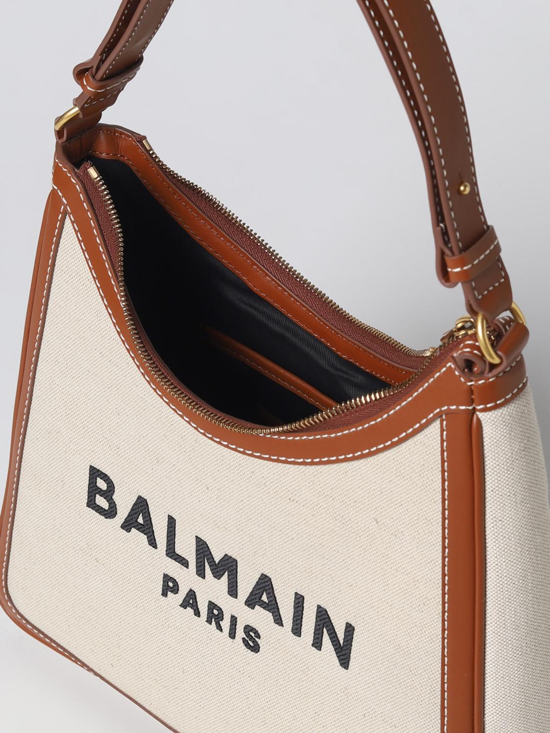 BALMAIN: Borsa B-Army In Canvas E Pelle - Marrone | Borsa A Spalla ...