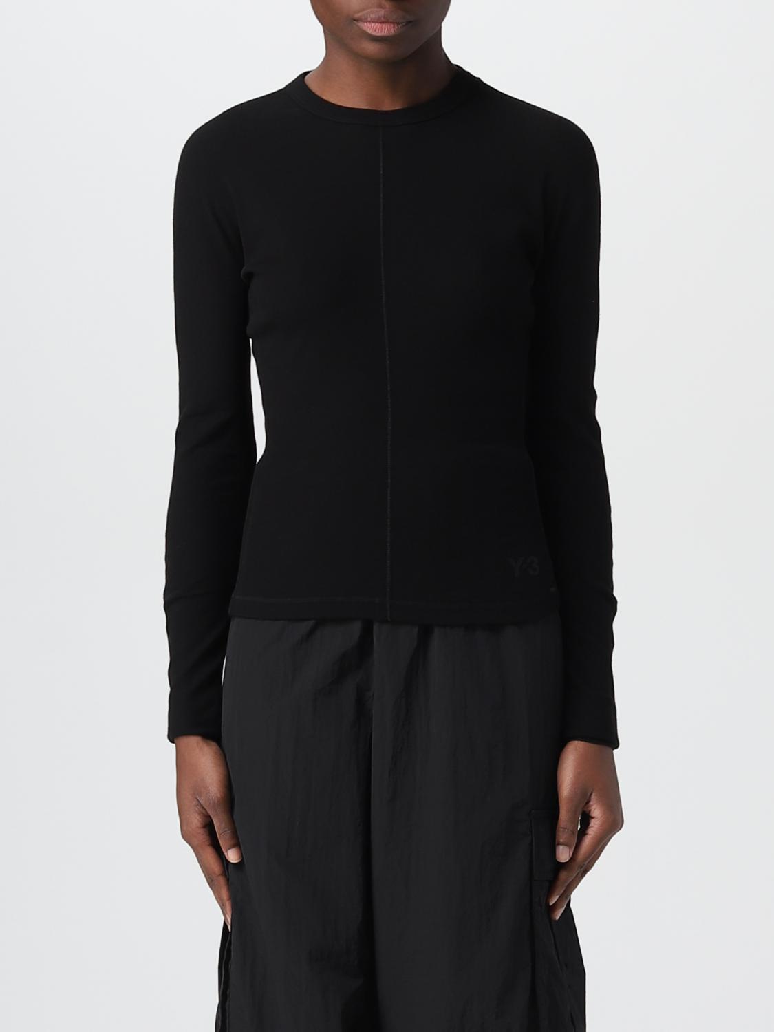 Y-3 Slim Fit Black Long-sleeved Organic Cotton T-shirt In Black