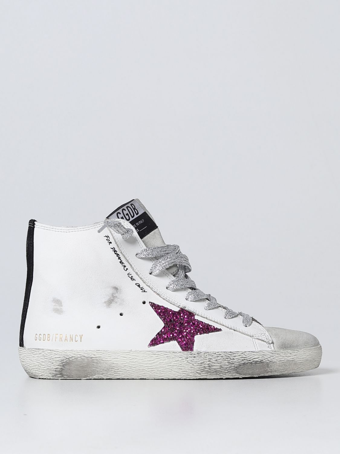 GOLDEN GOOSE: Francy sneakers in used leather - White | Golden