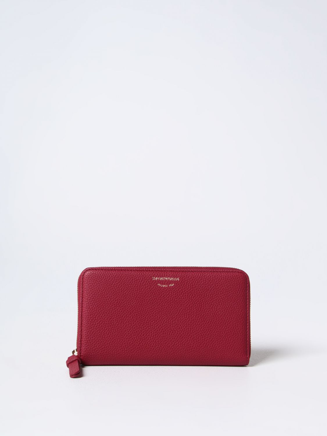 Emporio Armani Wallet In Grained Synthetic Leather In Red