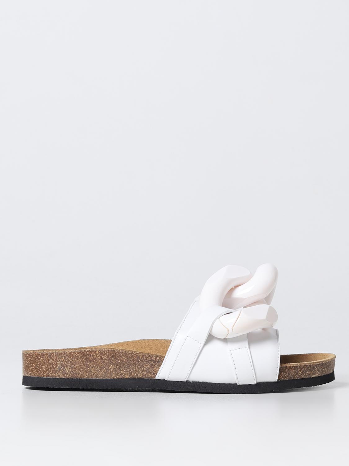 Jw Anderson J.w. Anderson Leather Chain Slides In White