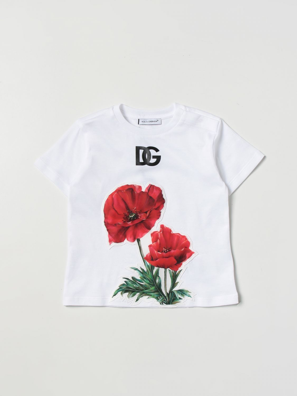 Dolce & Gabbana Babies' Floral Logo-print T-shirt In White