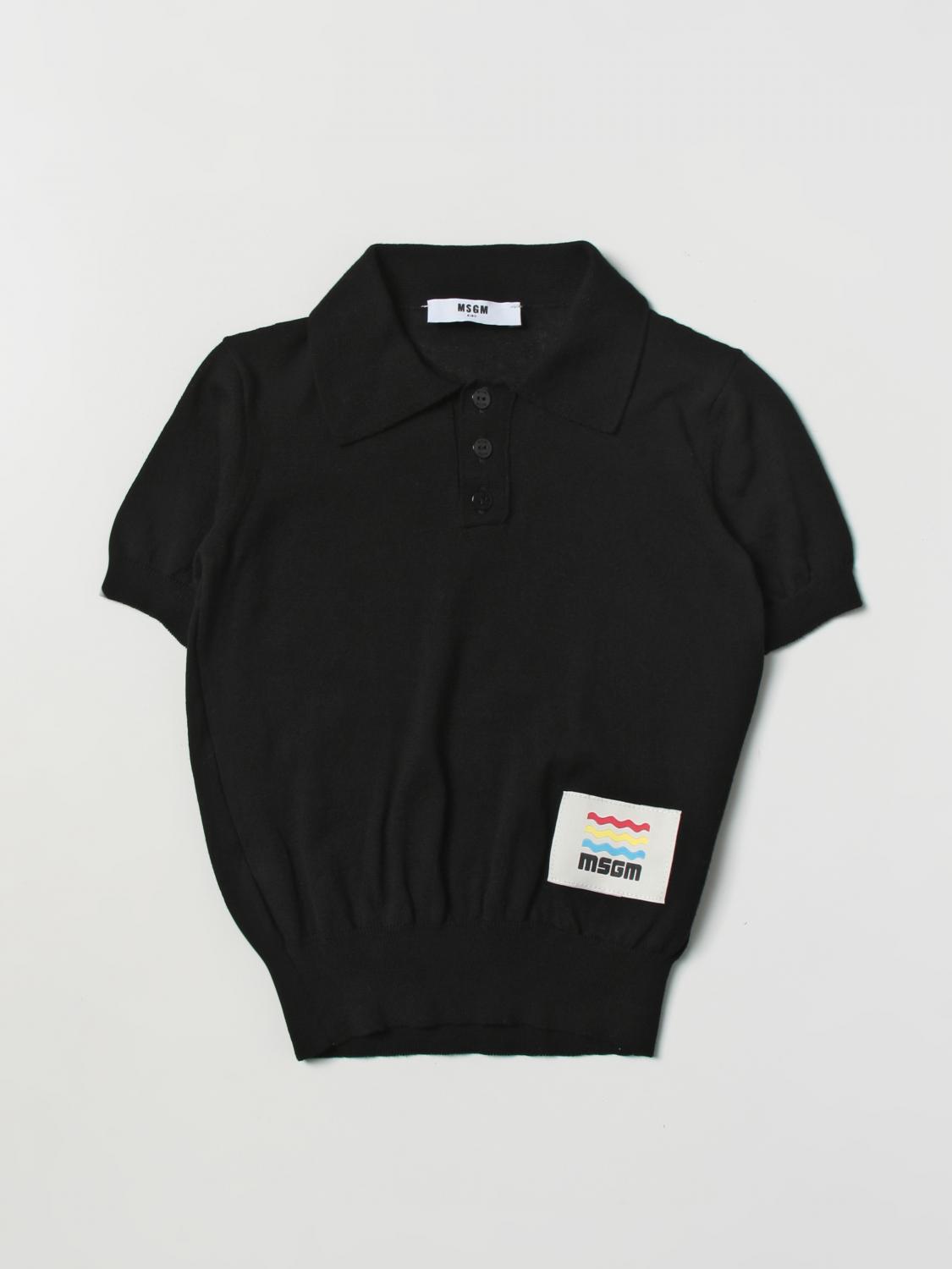 MSGM KIDS polo shirt for boys Black Msgm Kids polo shirt MS029507 online on