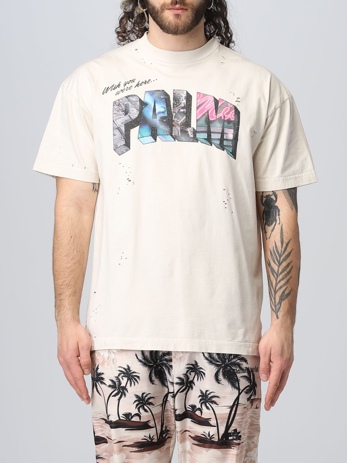 T-shirt Palm Angels: T-shirt Palm Angels in cotone bianco 1
