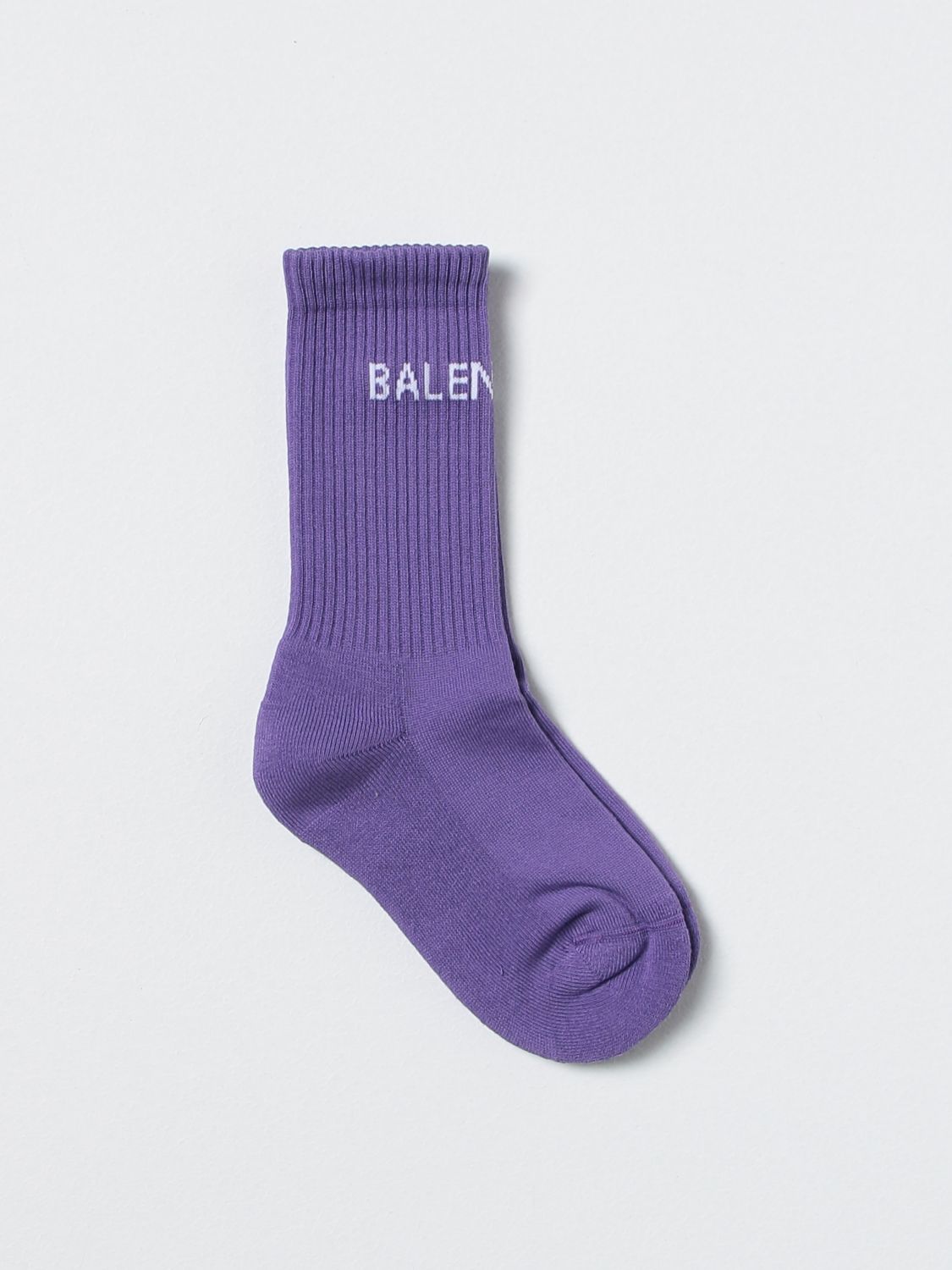 BALENCIAGA: socks in cotton with jacquard logo Violet | socks 540615372B4 online on GIGLIO.COM