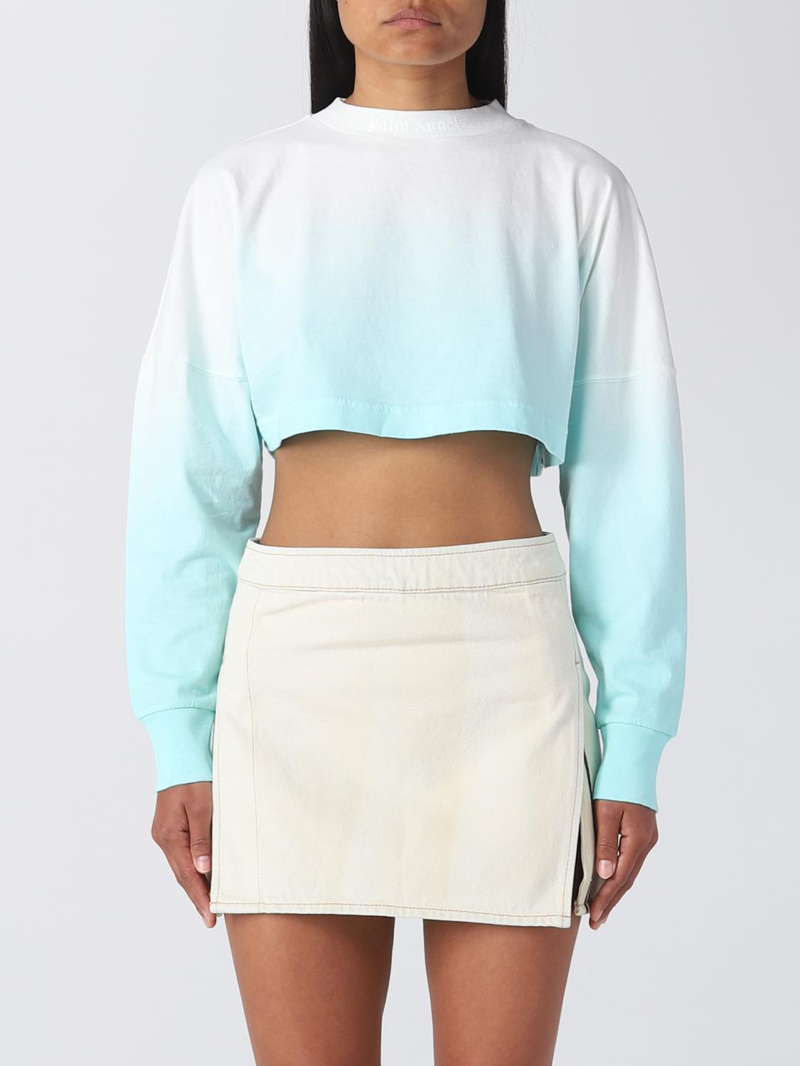 Palm Angels Blue & White Overlogo Long Sleeve T-shirt In Blue