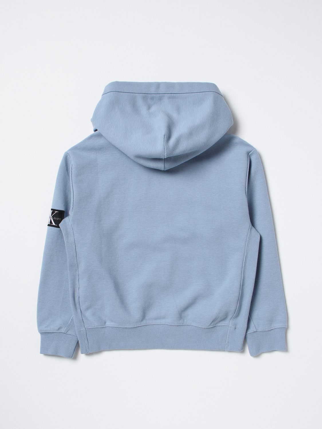 CALVIN KLEIN: sweater for boys - Gnawed Blue | Calvin Klein sweater  IB0IB01527 online on 