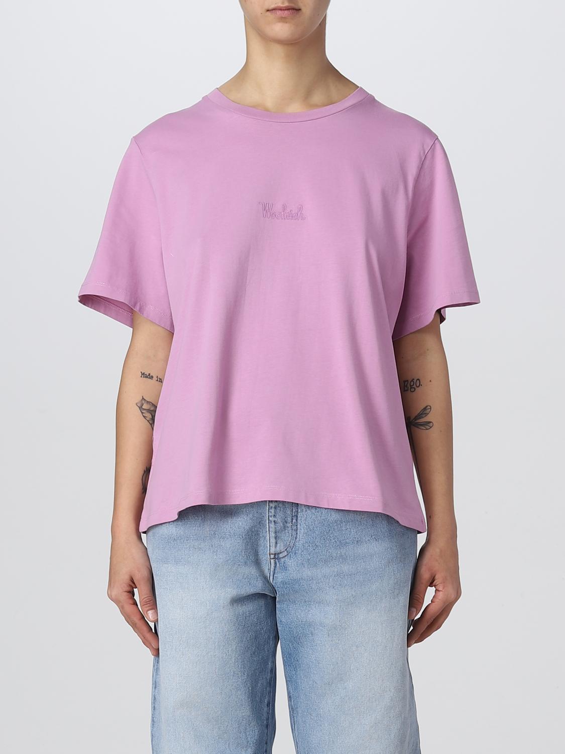 WOOLRICH T-SHIRT WOOLRICH WOMAN COLOR PINK,D98692010