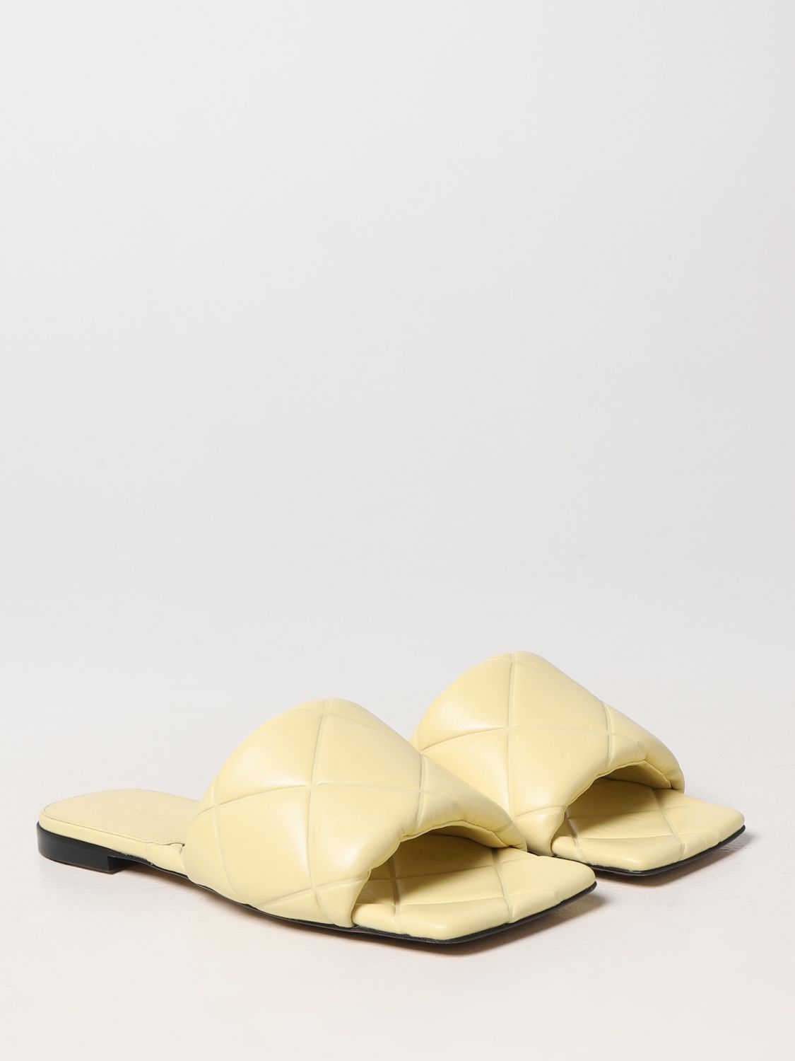 BOTTEGA VENETA: Lido sandal in woven nappa leather - Yellow | Bottega ...