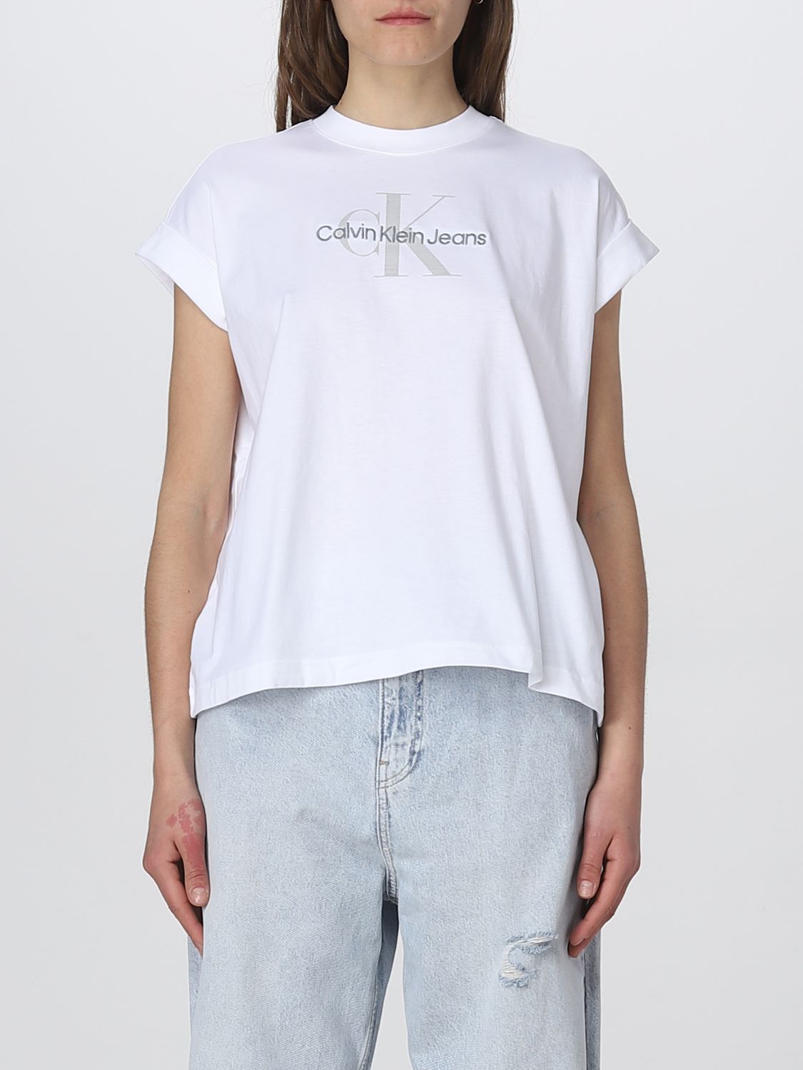 Belicoso codo vanidad CALVIN KLEIN JEANS: t-shirt for woman - White | Calvin Klein Jeans t-shirt  J20J220717 online on GIGLIO.COM