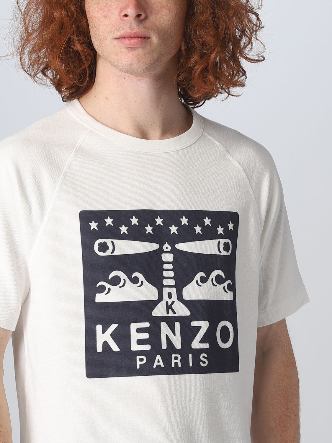 T-shirt Kenzo: Stampa Kenzo in cotone beige 5