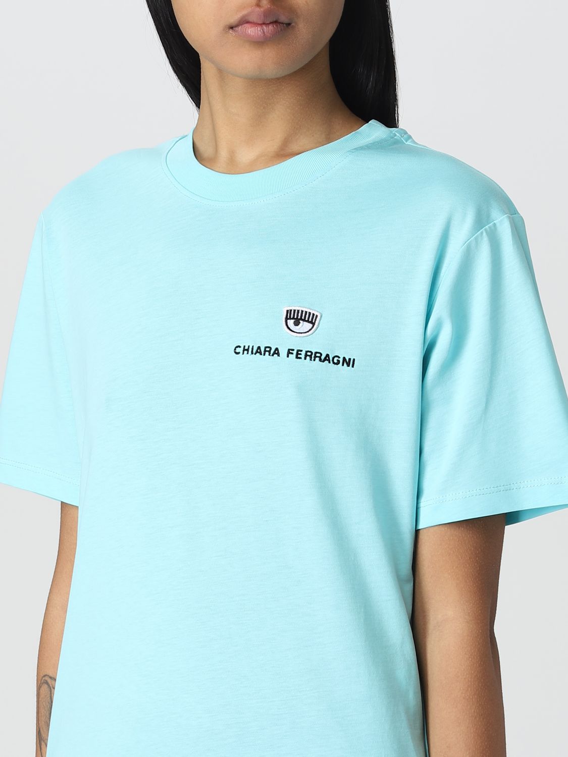 T-shirt Chiara Ferragni: T-shirt Chiara Ferragni in cotone azzurro 3