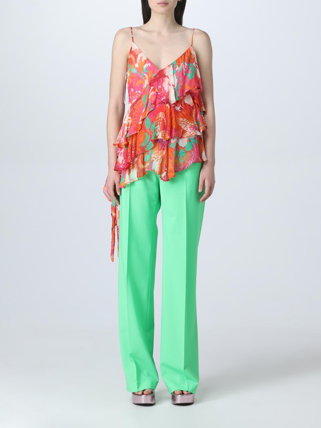 Msgm Floral-print Asymmetric Top In Multicolor