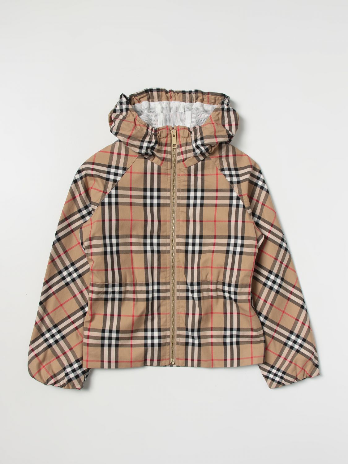 Burberry Kids' Vintage Check Hooded Jacket In Beige