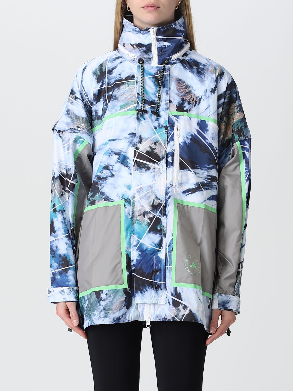 Adidas By Stella Mccartney Truenature Hover Float Print Packable Jacket In White