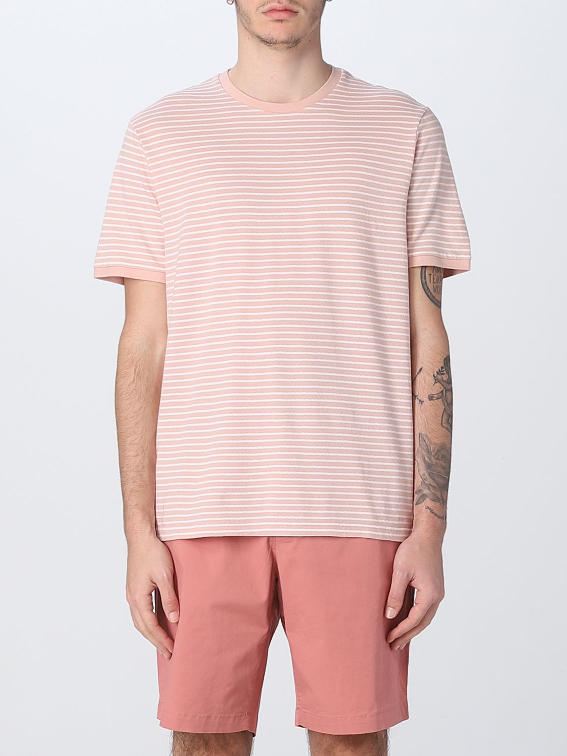 Shop Michael Kors Michael  Striped T-shirt In Blush Pink