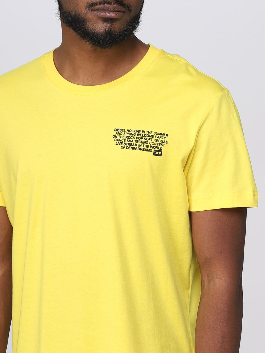 DIESEL: t-shirt for men - Yellow | Diesel t-shirt A086960GRAI online on ...