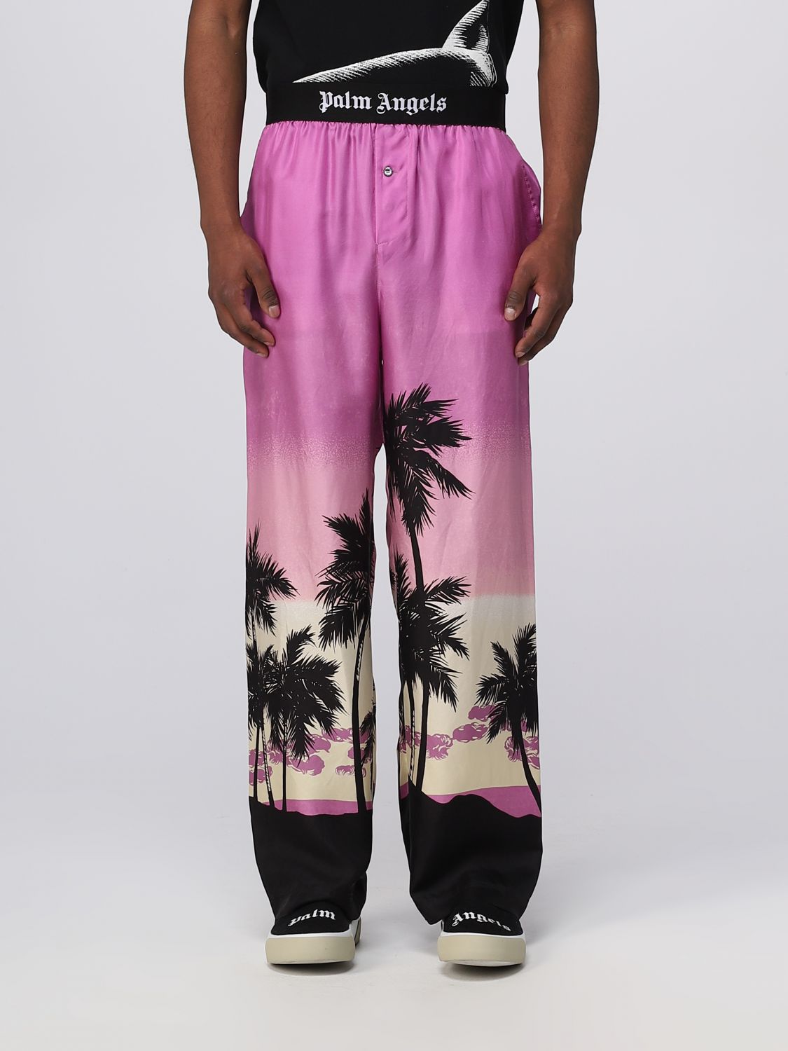 Shop Palm Angels Pants  Men Color Crimson