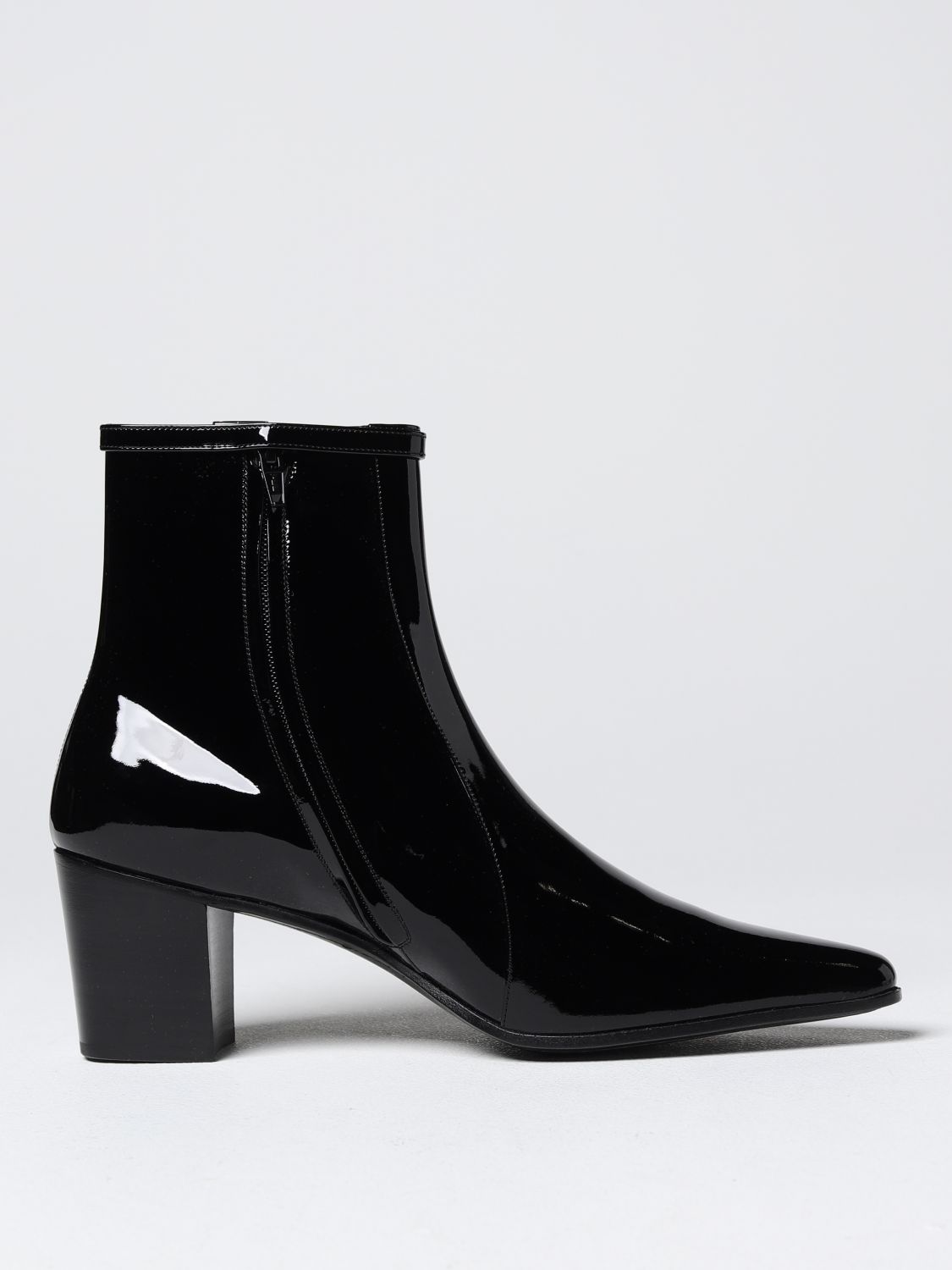 Saint Laurent Wyatt Ankle Boots In Patent Leather Black Saint Laurent Boots 7357581tv00