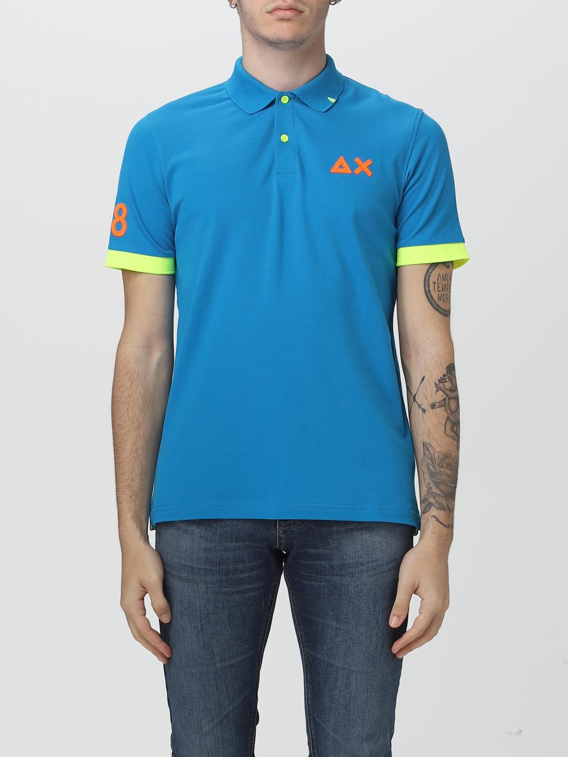 Sun 68 Polo Shirt  Men Color Gnawed Blue