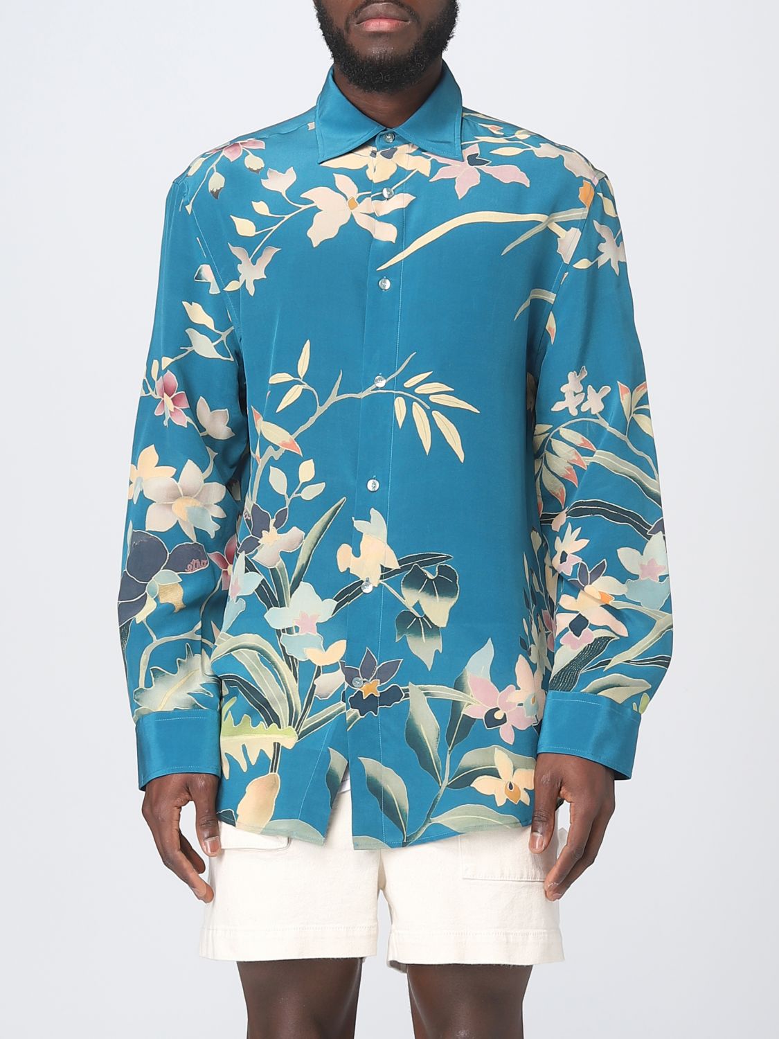 Camicia Etro: Camicia Etro con stampa floreale ramage azzurro 1