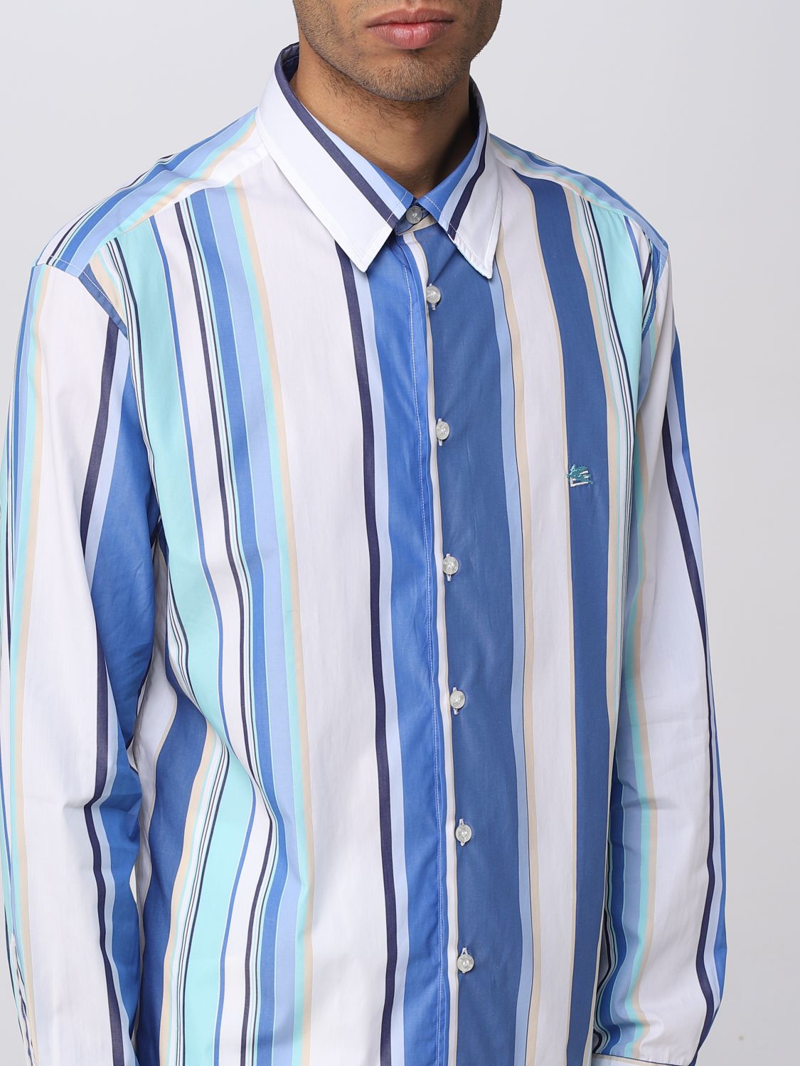 Camicia Etro: Camicia Etro a righe in cotone azzurro 5