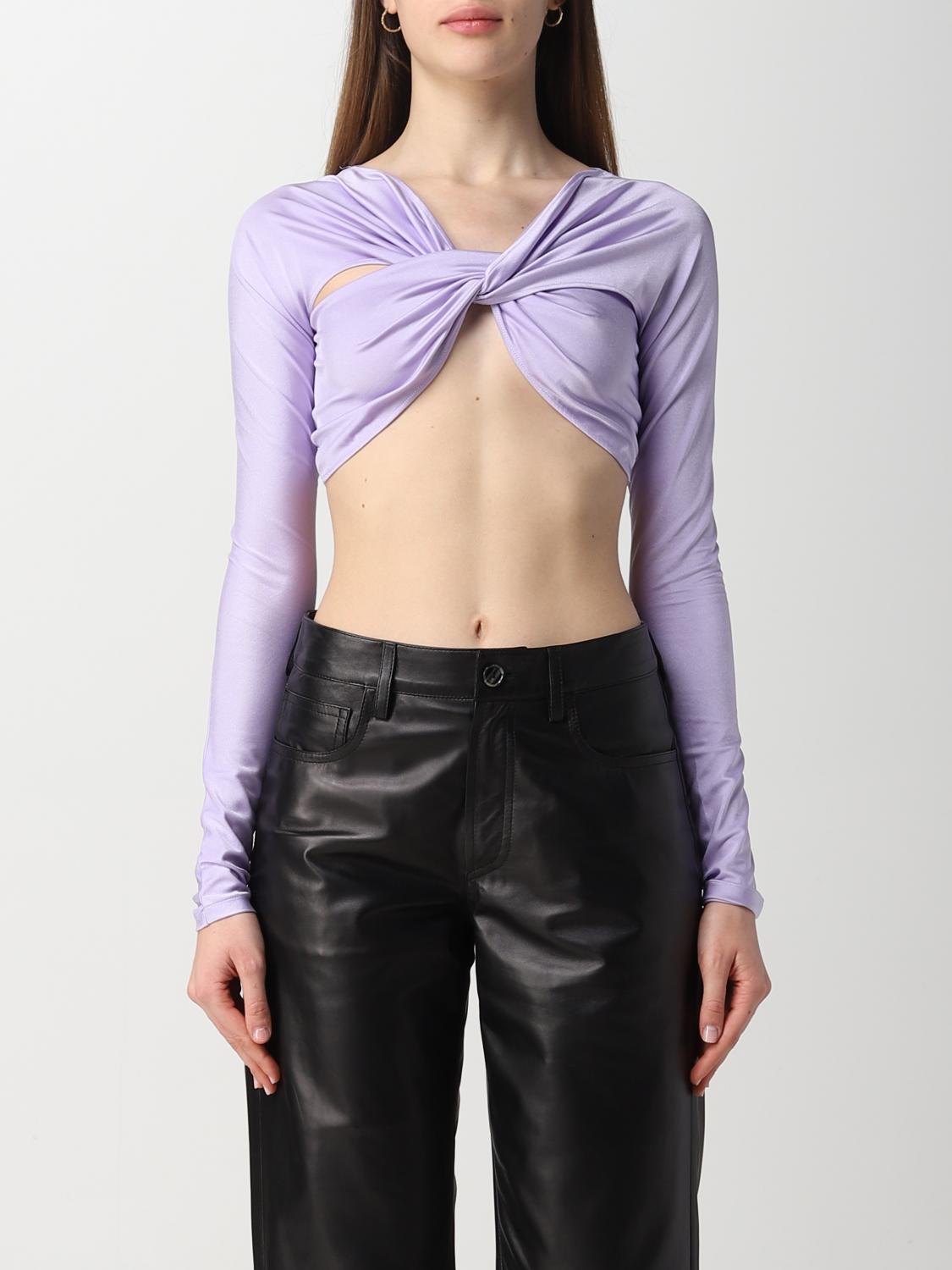 Coperni Twisted Draped Crop Top In Lilac