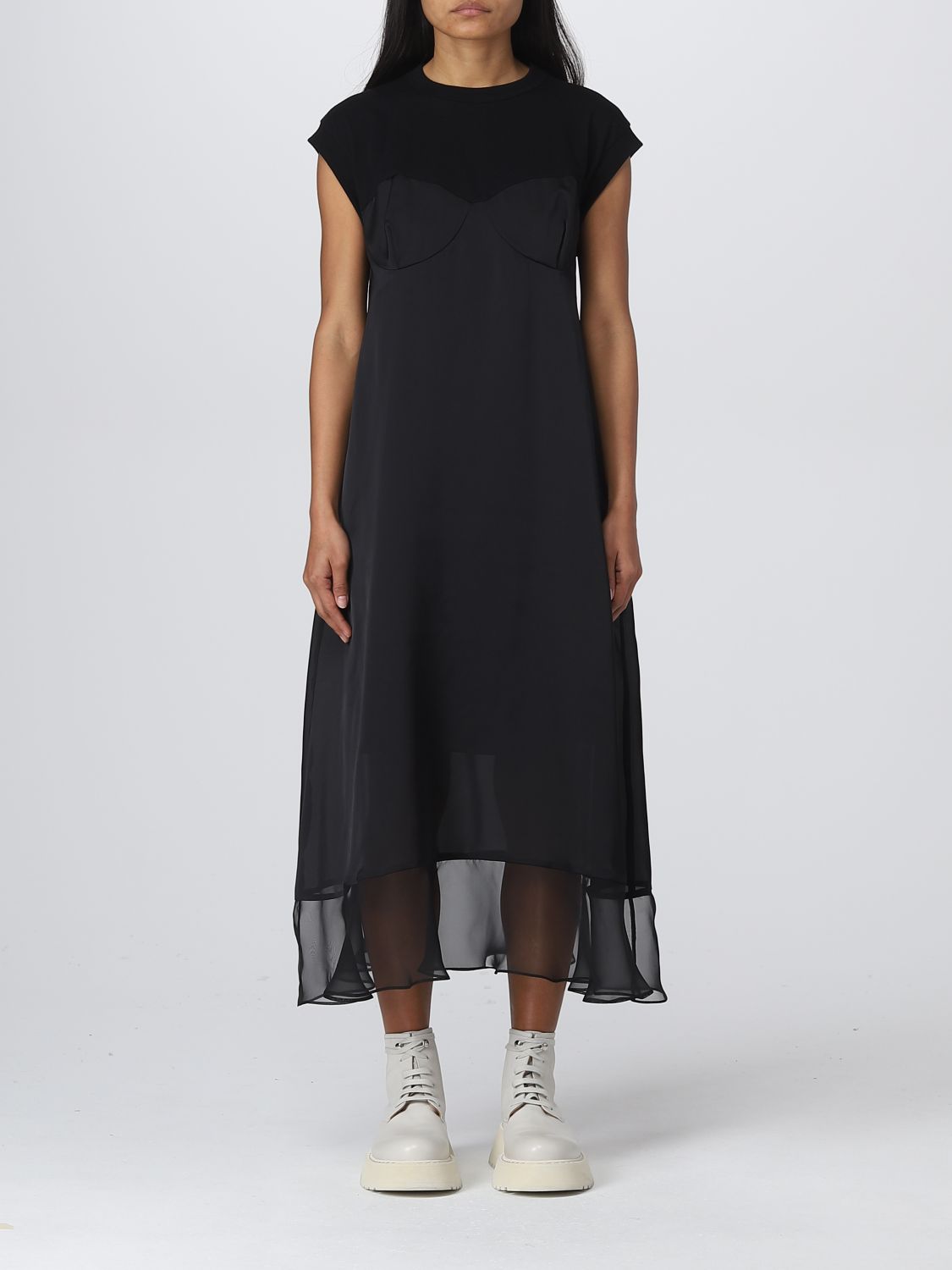 SACAI: dress for woman - Black | Sacai dress 2306562 online at GIGLIO.COM