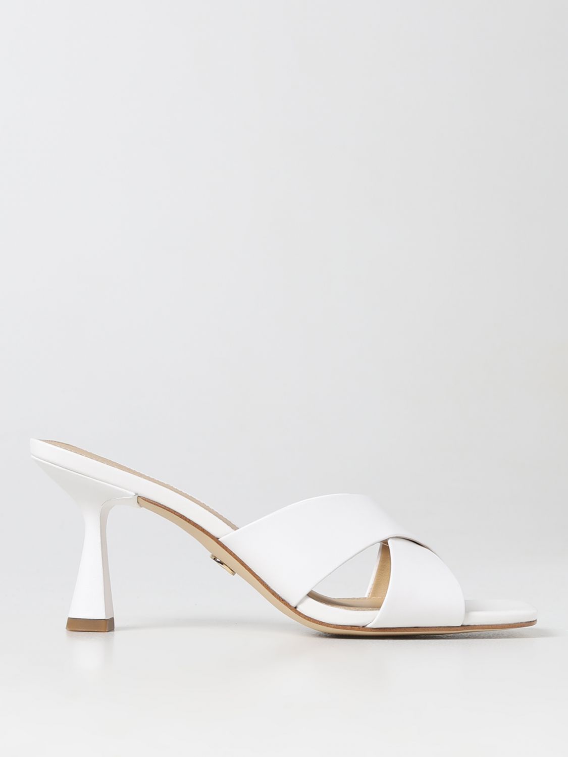 Shop Michael Kors Michael  Clara Sandals In Leather In White