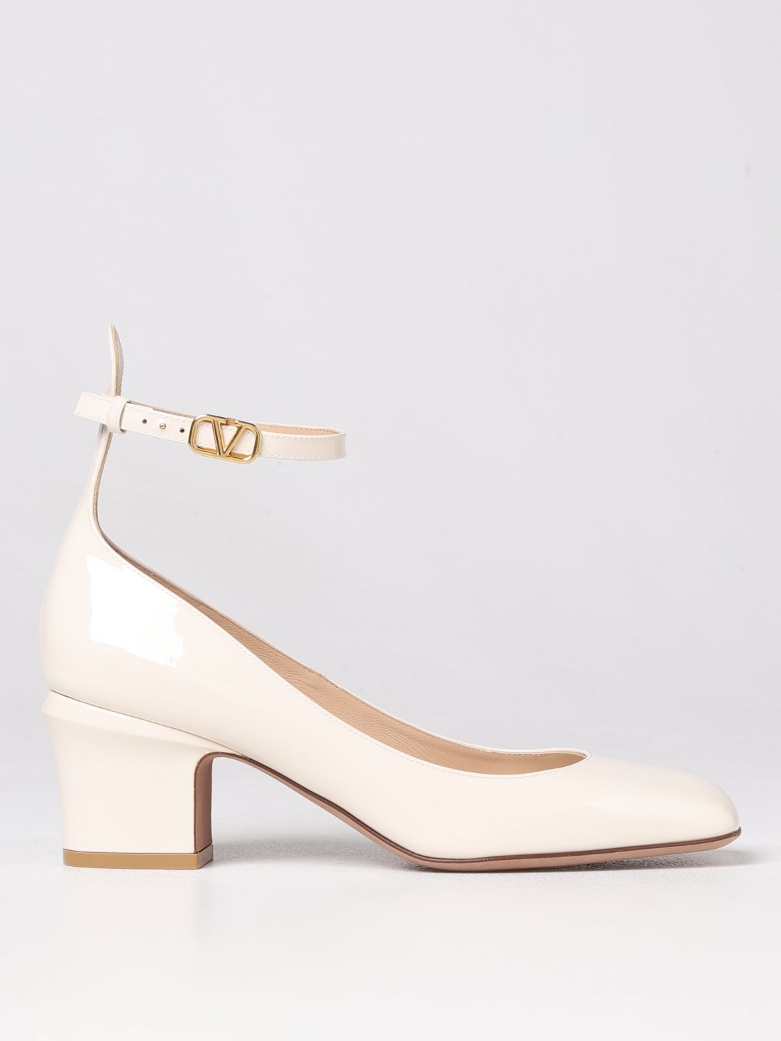 GARAVANI: Tan-Go VLogo pumps in patent leather - Ivory | Valentino Garavani high heel shoes 2W2S0FW9VNE online on GIGLIO.COM
