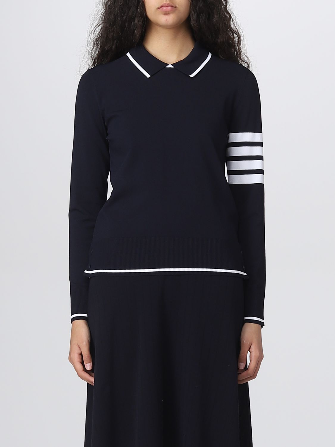 THOM BROWNE SWEATER THOM BROWNE WOMAN COLOR BLUE,E02179009