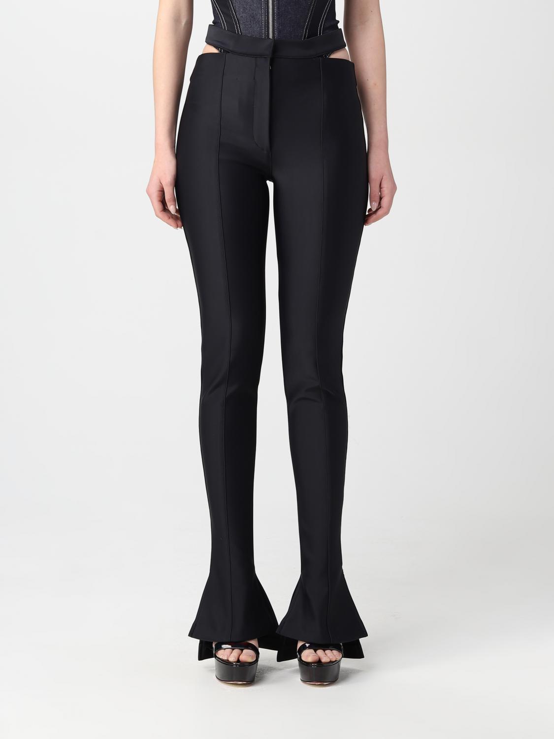 Mugler Split-cuff Skinny High-rise Stretch-woven Trousers In Black