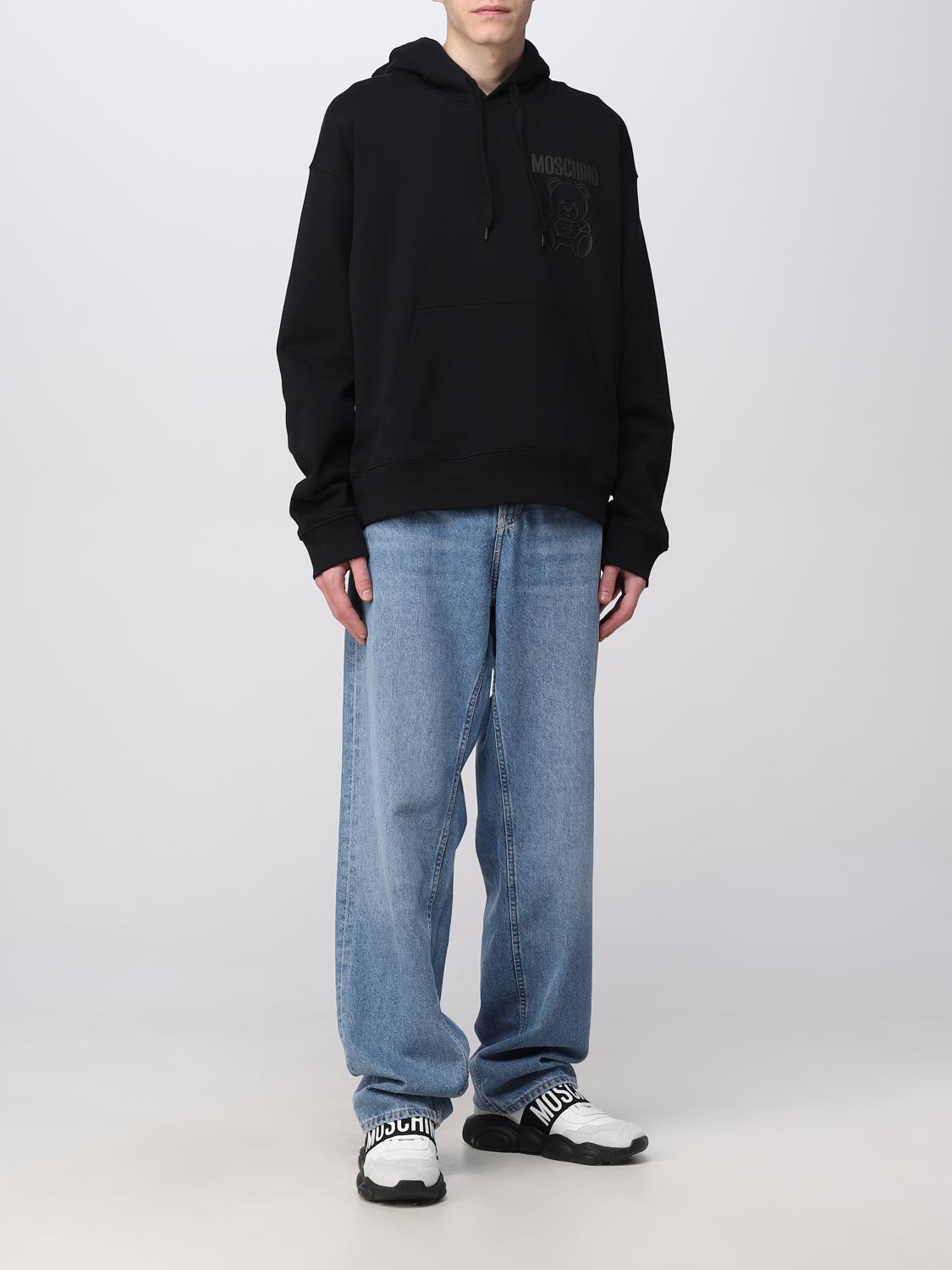 Felpa Moschino Couture: Felpa Moschino Couture in cotone con logo texturizzato nero 2