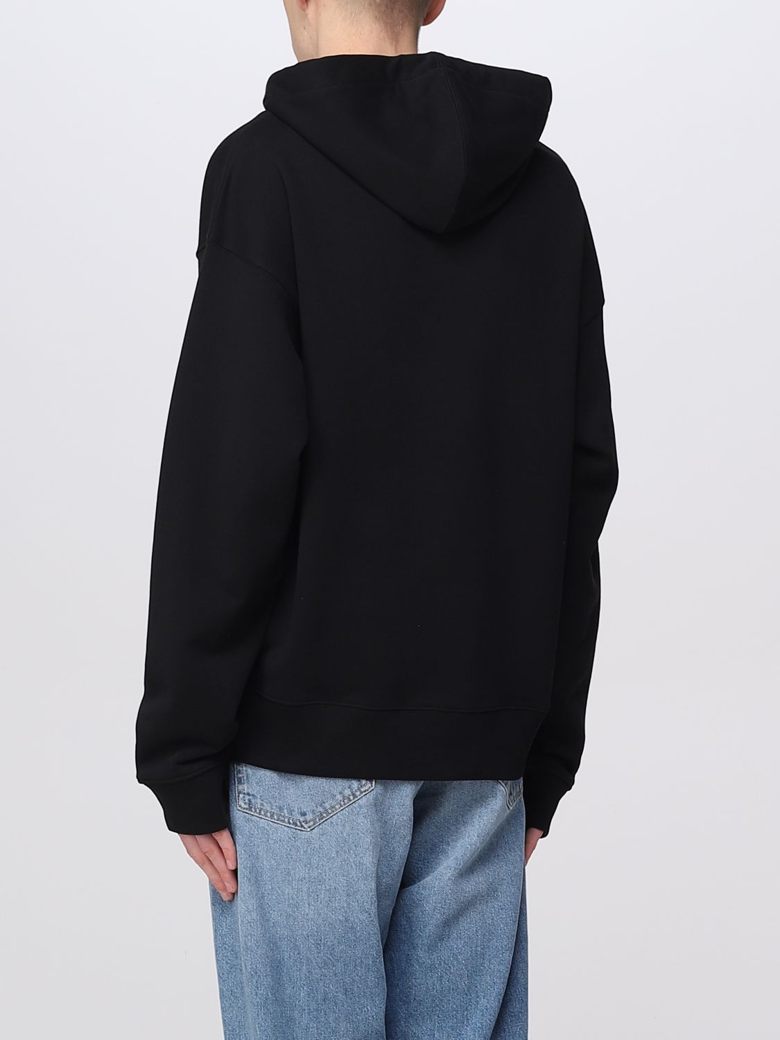 Felpa Moschino Couture: Felpa Moschino Couture in cotone con logo texturizzato nero 3