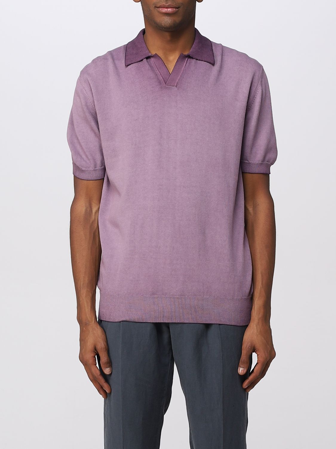 Altea Shortsleeved Cotton Polo Shirt In Violet