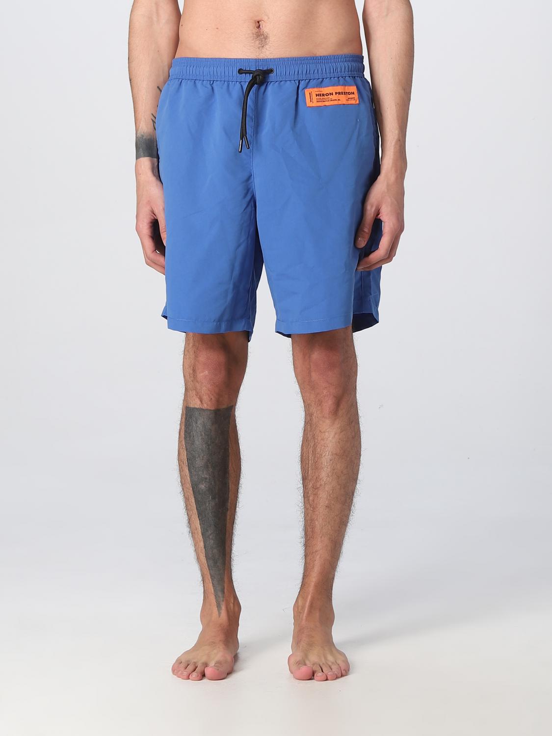Heron Preston Logo-patch Drawstring Swim Shorts In Blue